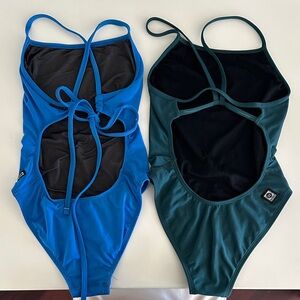 Jolyn Clothing Blue and Green One-Piece Swimsuits